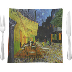 Cafe Terrace at Night (Van Gogh 1888) 9.5" Glass Square Lunch / Dinner Plate - Single or Set of 4