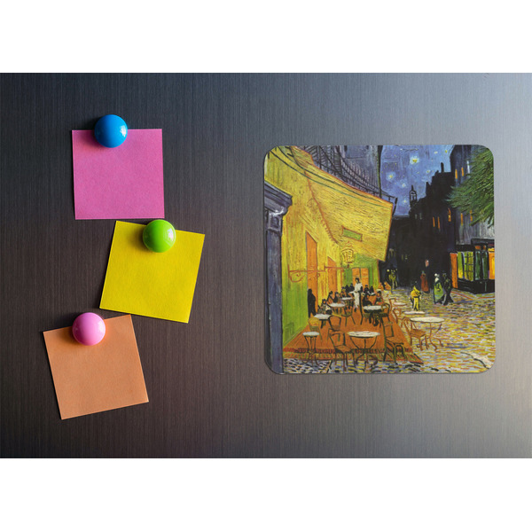 Cafe Terrace at Night (Van Gogh 1888) Square Fridge Magnet - LIFESTYLE