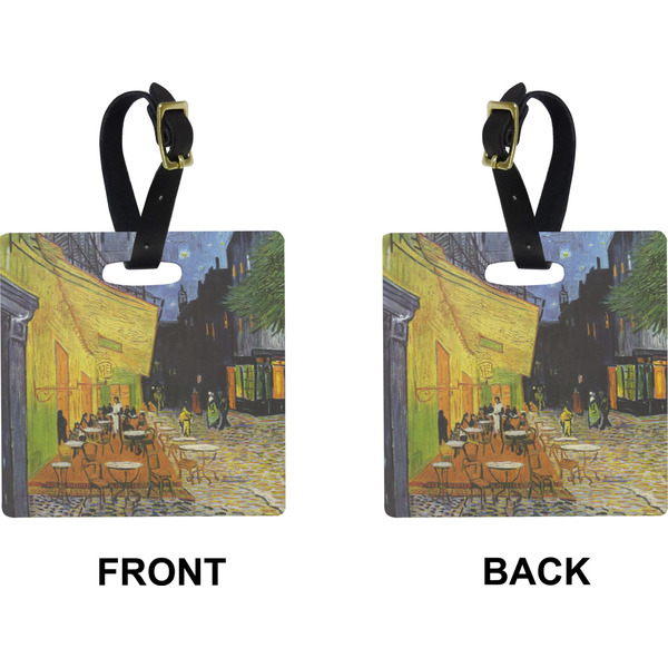 Cafe Terrace at Night (Van Gogh 1888) Square Luggage Tag (Front + Back)