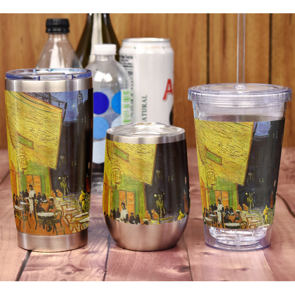 Cafe Terrace at Night (Van Gogh 1888) Stemless Wine Tumbler - Full Print - In Context