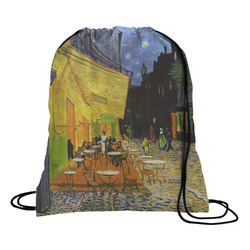 Cafe Terrace at Night (Van Gogh 1888) Drawstring Backpack - Medium
