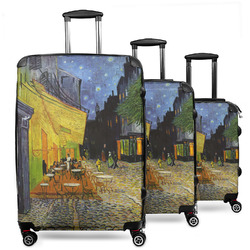Cafe Terrace at Night (Van Gogh 1888) 3 Piece Luggage Set - 20" Carry On, 24" Medium Checked, 28" Large Checked