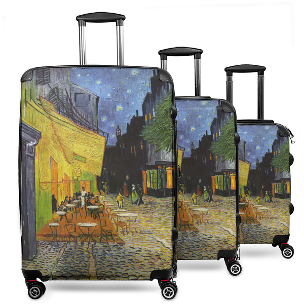 Custom Cafe Terrace at Night (Van Gogh 1888) 3 Piece Luggage Set - 20" Carry On, 24" Medium Checked, 28" Large Checked