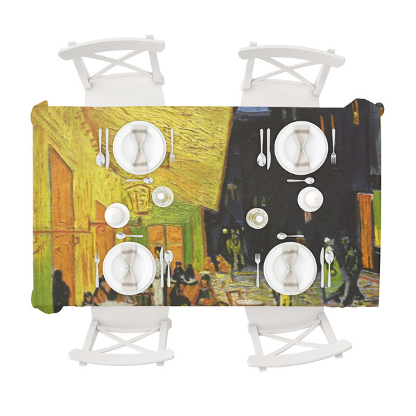 Cafe Terrace at Night (Van Gogh 1888) Tablecloths (58"x102") - TOP VIEW (with plates)