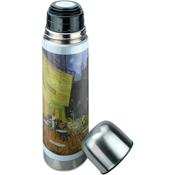 Cafe Terrace at Night (Van Gogh 1888) Thermos - Lid Off
