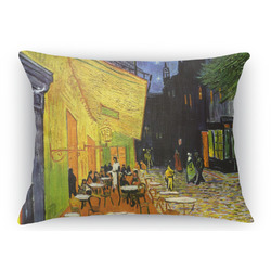 Cafe Terrace at Night (Van Gogh 1888) Rectangular Throw Pillow Case - 12"x18"