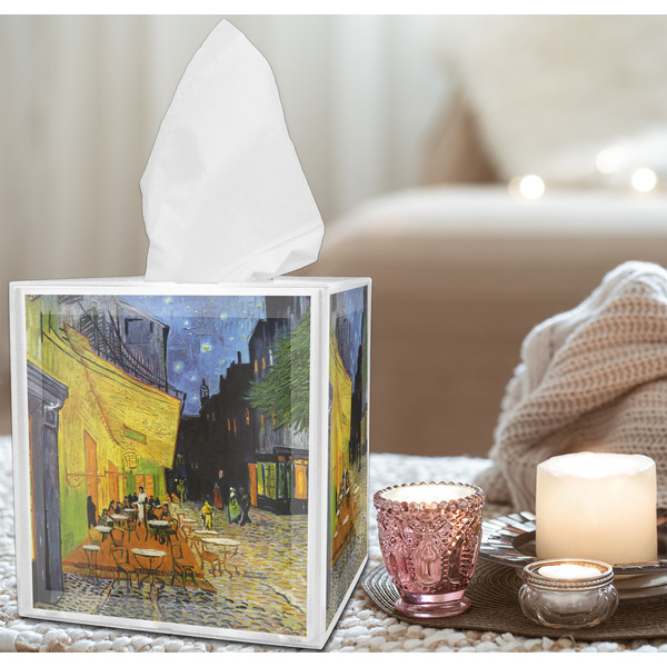 Cafe Terrace at Night (Van Gogh 1888) Tissue Box - Lifestyle