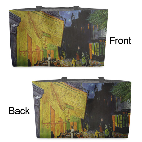 Cafe Terrace at Night (Van Gogh 1888) Tote w/Black Handles - Front & Back Views