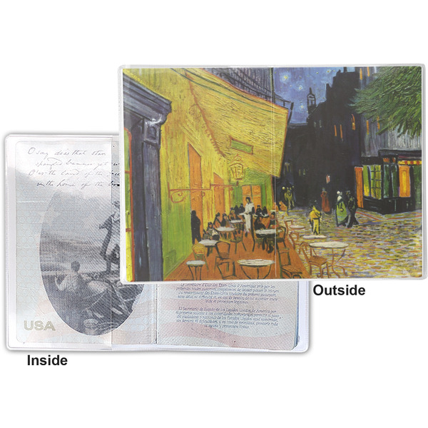Cafe Terrace at Night (Van Gogh 1888) Vinyl Passport Holder - Flat Front and Back
