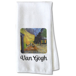 Cafe Terrace at Night (Van Gogh 1888) Kitchen Towel - Waffle Weave - Partial Print