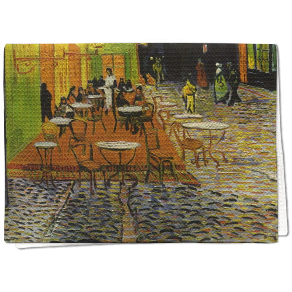 Custom Cafe Terrace at Night (Van Gogh 1888) Kitchen Towel - Waffle Weave