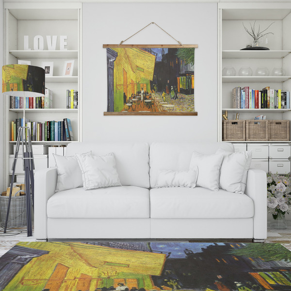 Cafe Terrace at Night (Van Gogh 1888) Wall Hanging Tapestry - Landscape - In Context