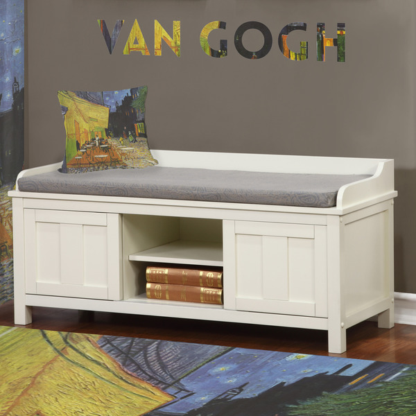 Cafe Terrace at Night (Van Gogh 1888) Wall Name Decal Above Storage bench