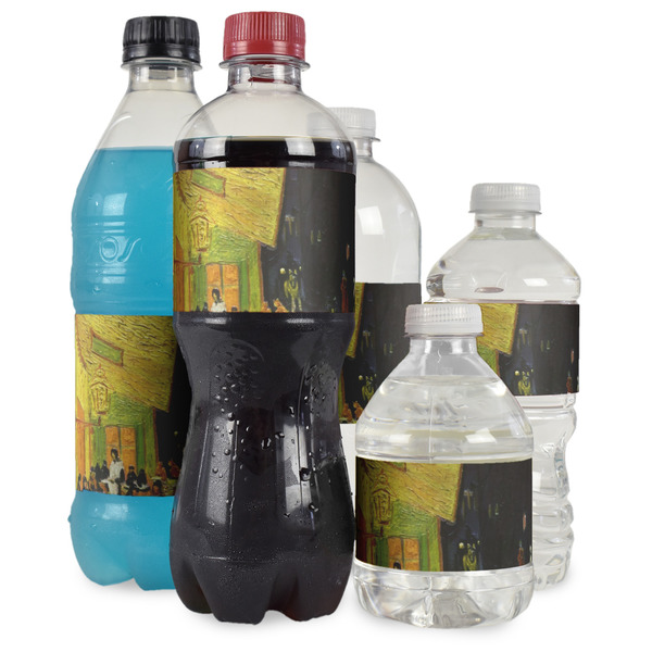 Cafe Terrace at Night (Van Gogh 1888) Water Bottle Label - Multiple Bottle Sizes