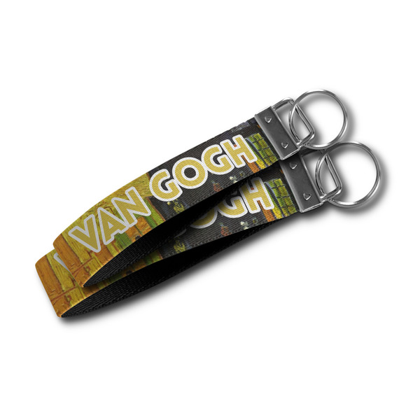 Cafe Terrace at Night (Van Gogh 1888) Webbing Keychain FOBs - Size Comparison