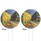 Cafe Terrace at Night (Van Gogh 1888) White Plastic 4" Food Pick - Round - Double Sided - Front & Back