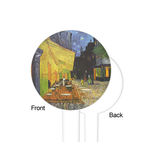 Cafe Terrace at Night (Van Gogh 1888) White Plastic 4" Food Pick - Round - Single Sided - Front & Back