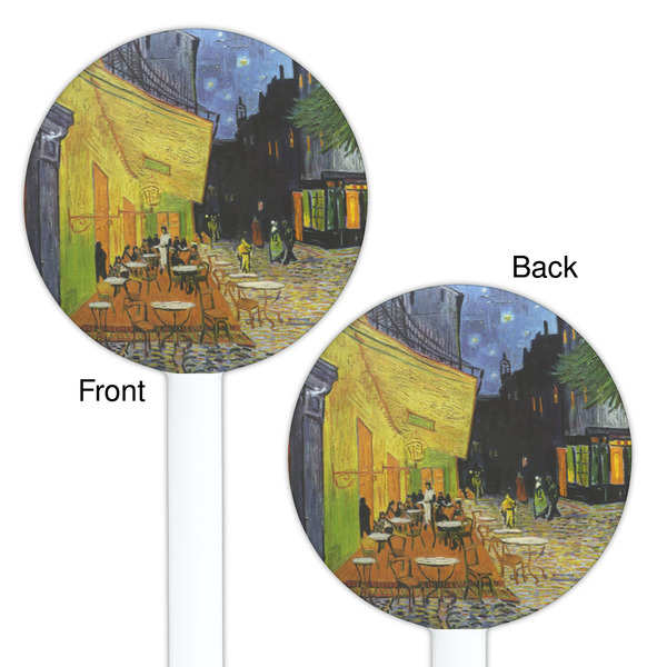 Cafe Terrace at Night (Van Gogh 1888) White Plastic 5.5" Stir Stick - Double Sided - Round - Front & Back