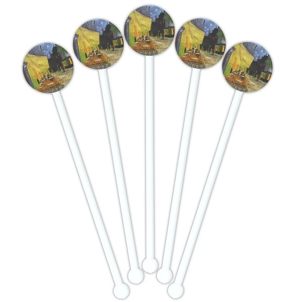 Cafe Terrace at Night (Van Gogh 1888) White Plastic 5.5" Stir Stick - Fan View