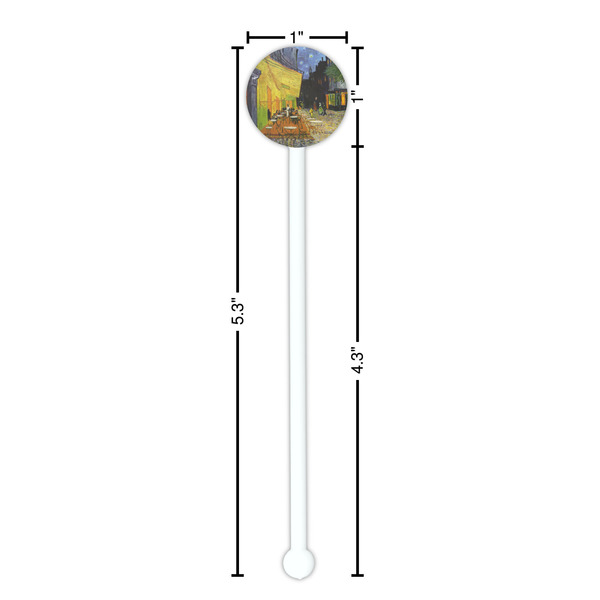 Cafe Terrace at Night (Van Gogh 1888) White Plastic 5.5" Stir Stick - Round - Dimensions