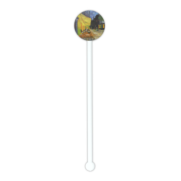 Cafe Terrace at Night (Van Gogh 1888) White Plastic 5.5" Stir Stick - Round - Single Stick