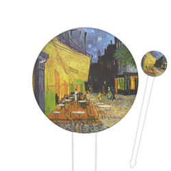 Cafe Terrace at Night (Van Gogh 1888) 6" Round Plastic Food Picks - White - Double Sided