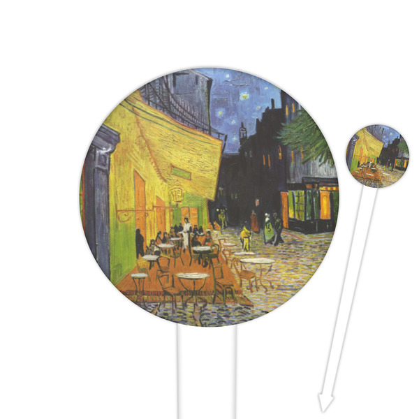 Custom Cafe Terrace at Night (Van Gogh 1888) 6" Round Plastic Food Picks - White - Double Sided
