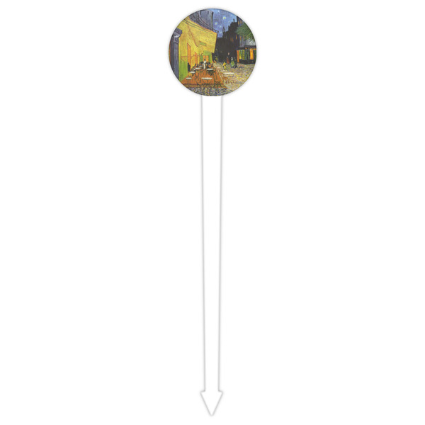 Cafe Terrace at Night (Van Gogh 1888) White Plastic 6" Food Pick - Round - Single Pick