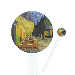 Cafe Terrace at Night (Van Gogh 1888) 7" Round Plastic Stir Sticks - White - Double Sided