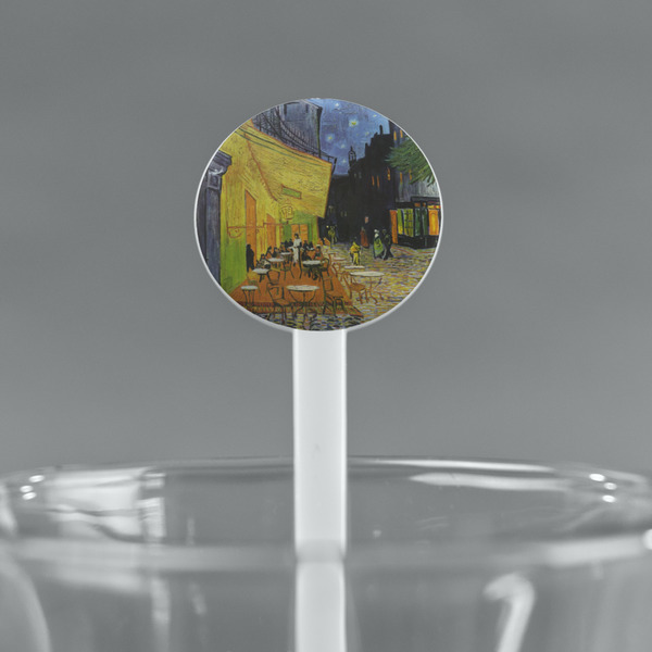 Cafe Terrace at Night (Van Gogh 1888) White Plastic 7" Stir Stick - Round - Main