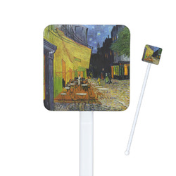 Cafe Terrace at Night (Van Gogh 1888) Square Plastic Stir Sticks - Single Sided