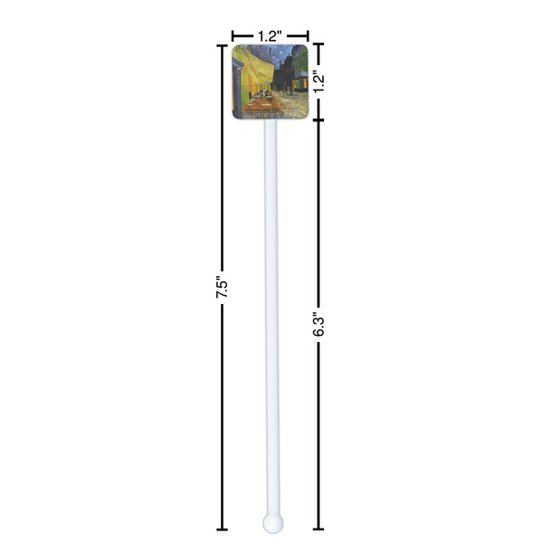 Cafe Terrace at Night (Van Gogh 1888) White Plastic Stir Stick - Square - Dimensions