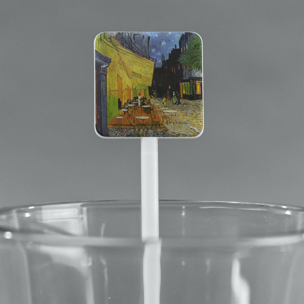 Cafe Terrace at Night (Van Gogh 1888) White Plastic Stir Stick - Square - Main