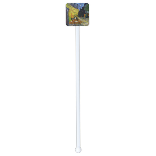 Cafe Terrace at Night (Van Gogh 1888) White Plastic Stir Stick - Square - Single Stick