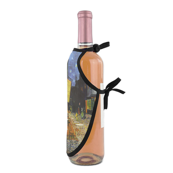 Cafe Terrace at Night (Van Gogh 1888) Wine Bottle Apron - DETAIL WITH CLIP ON NECK