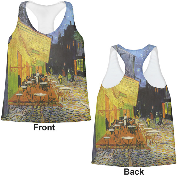 Cafe Terrace at Night (Van Gogh 1888) Womens Racerback Tank Tops - Medium - Front and Back