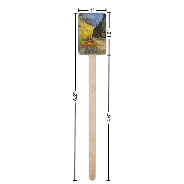 Cafe Terrace at Night (Van Gogh 1888) Wooden 6.25" Stir Stick - Rectangular - Dimensions