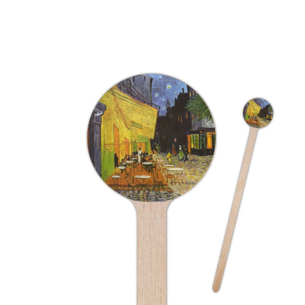 Custom Cafe Terrace at Night (Van Gogh 1888) 6" Round Wooden Stir Sticks - Double Sided