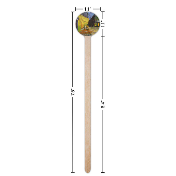 Cafe Terrace at Night (Van Gogh 1888) Wooden 7.5" Stir Stick - Round - Dimensions
