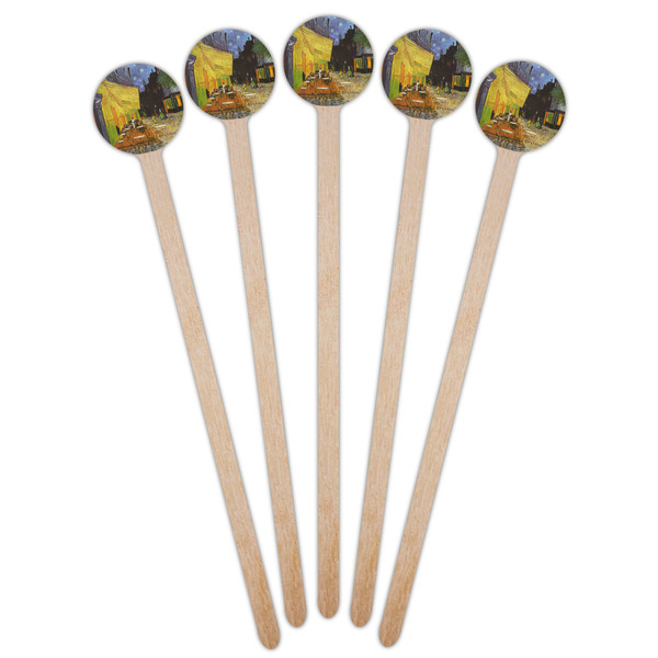 Cafe Terrace at Night (Van Gogh 1888) Wooden 7.5" Stir Stick - Round - Fan View