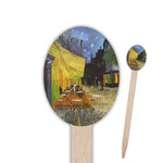 Cafe Terrace at Night (Van Gogh 1888) Oval Wooden Food Picks - Double Sided