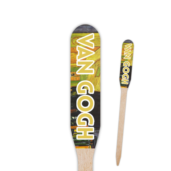 Custom Cafe Terrace at Night (Van Gogh 1888) Paddle Wooden Food Picks - Single Sided