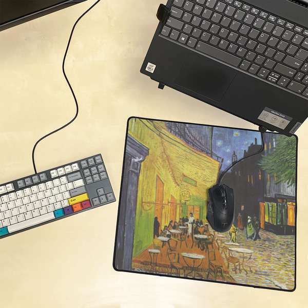 Cafe Terrace at Night (Van Gogh 1888) XL Gaming Mouse Pads - 18" x 16"s - Lifestyle