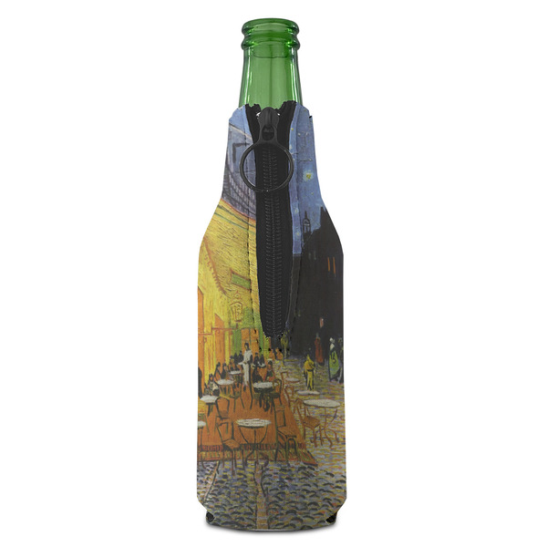 Cafe Terrace at Night (Van Gogh 1888) Zipper Bottle Cooler - BACK (bottle)