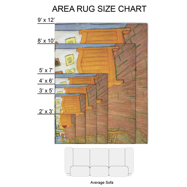The Bedroom in Arles (Van Gogh 1888) 2'x3' Indoor Area Rugs - Size Chart