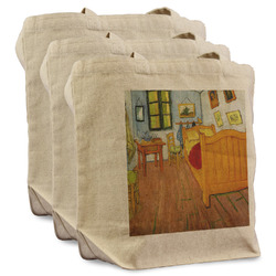 The Bedroom in Arles (Van Gogh 1888) Reusable Cotton Grocery Bags - Set of 3