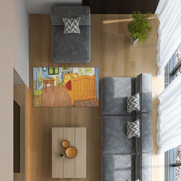 The Bedroom in Arles (Van Gogh 1888) 3'x5' Indoor Area Rugs - IN CONTEXT