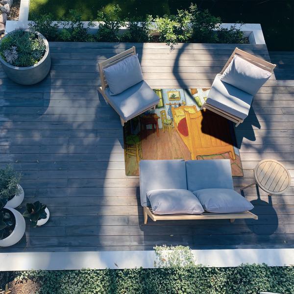 The Bedroom in Arles (Van Gogh 1888) 5'x7' Patio Rug - In context