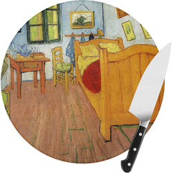 The Bedroom in Arles (Van Gogh 1888) Round Glass Cutting Board - Small
