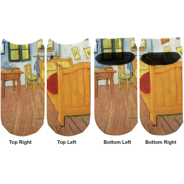 The Bedroom in Arles (Van Gogh 1888) Adult Ankle Socks - Double Pair - Front and Back - Apvl